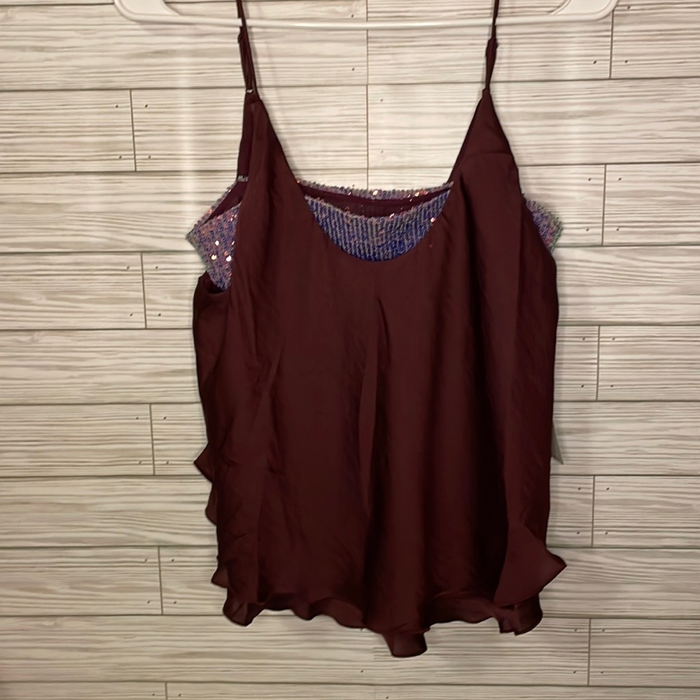 0438 NWT Free People vetiver bloom sequins top